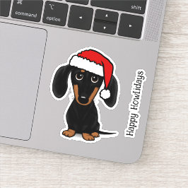 Pegatina Navidades de perros negros y tan de Santa Dachshun