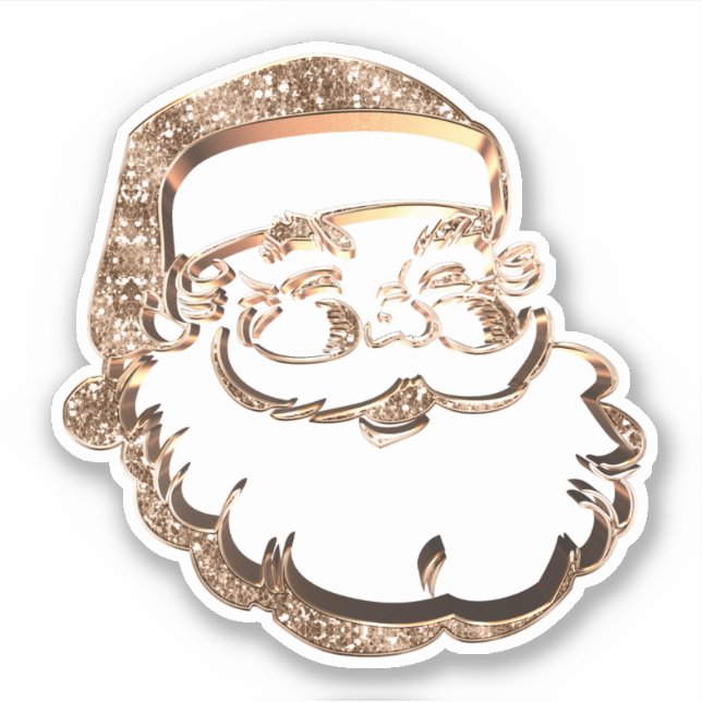 Pegatina Navidades de Retrato Cute Faux Gold Santa Claus (Anverso)