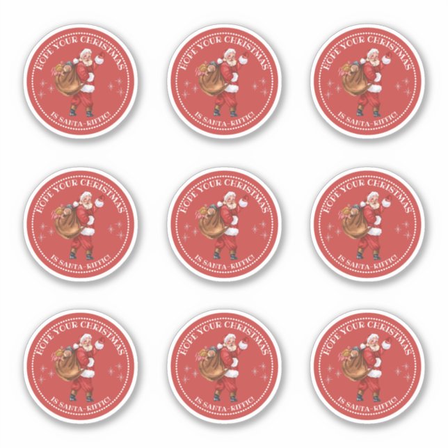 Pegatina navidades de rifles de santa, cosecha roja de vaca (Anverso)