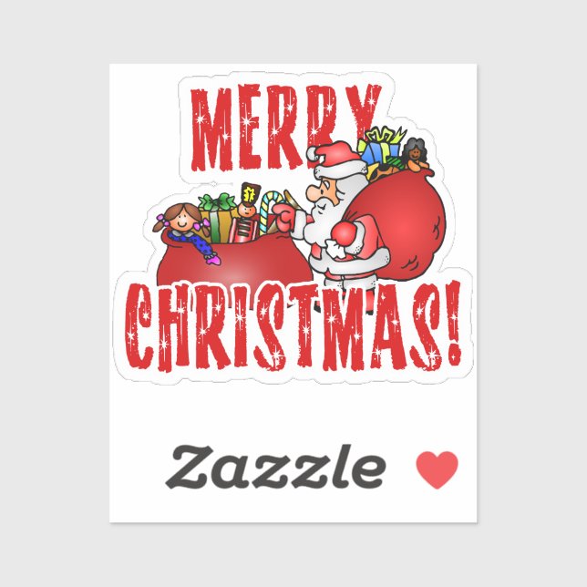 Pegatina Navidades de Santa Claus y Toy Bag (Hoja)