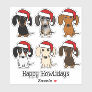 Pegatina Navidades de Santa Dachshunds Cute Wiener