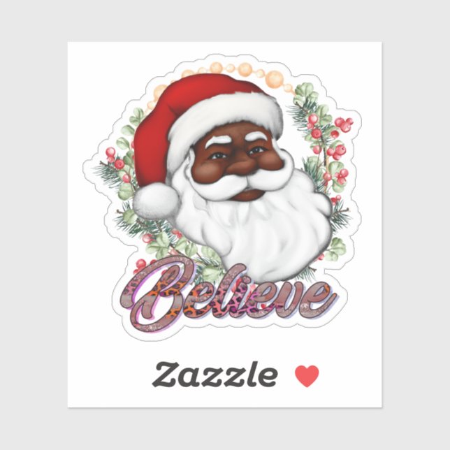 Pegatina Navidades de Santa Melanin Hombres Mujeres Niños N (Hoja)