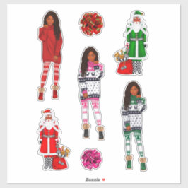 Pegatina Navidades de Santa Melanin Hombres Mujeres Niños N