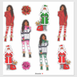 Pegatina Navidades de Santa Melanin Hombres Mujeres Niños N