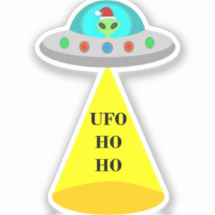 Pegatina Navidades de UFO Ho Ho Alien volador