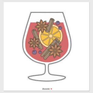 Pegatina Navidades de vacaciones vino tinto molido cóctel p