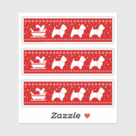 Pegatina Navidades de West Highland Terriers Sleigh Dogs