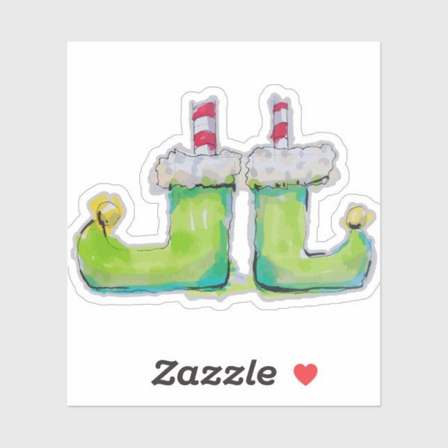 Pegatina Navidades de zapatos elfo (Hoja)