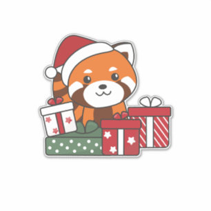 Pegatina Navidades del Panda Rojo dan Pandas Rojo de Invier