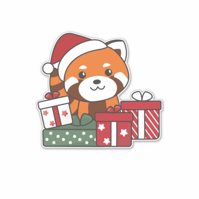 Pegatina Navidades del Panda Rojo dan Pandas Rojo de Invier (Anverso)