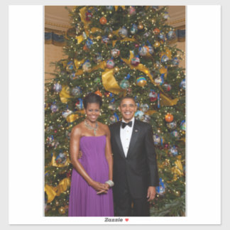 Pegatina Navidades del presidente Barack Obama y Michelle