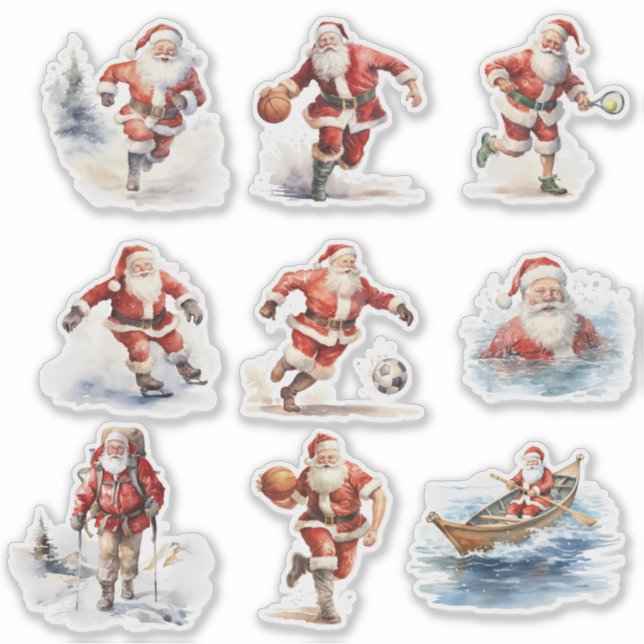 Pegatina Navidades deportivos de Santa Claus (Anverso)
