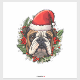 Pegatina Navidades divertidos Bulldog inglés