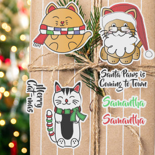 Pegatina Navidades divertidos gatos lindo Personalizado Peg