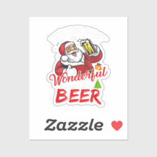 Pegatina Navidades divertidos Santa Claus Beer Beer Wonderf