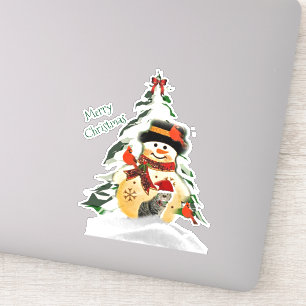 Pegatina Navidades educados Snowman y amigos animales