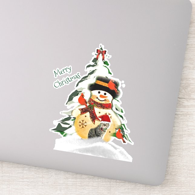 Pegatina Navidades educados Snowman y amigos animales (Detalle)