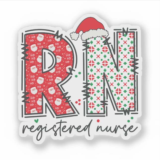 Pegatina Navidades Enfermera Registrada RN Healthcare (Anverso)
