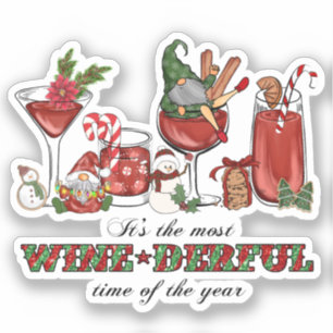 Pegatina Navidades escandinavos íntimos con vidrio de vino