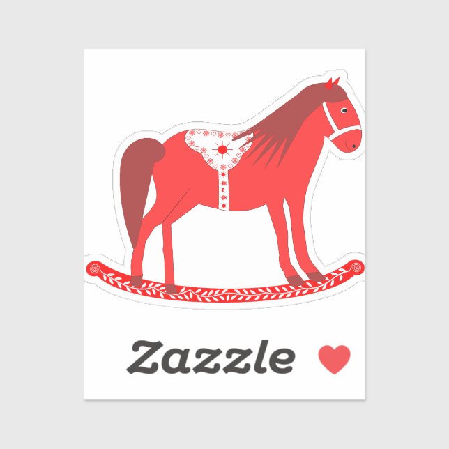 Pegatina Navidades escandinavos rodando caballo (Hoja)