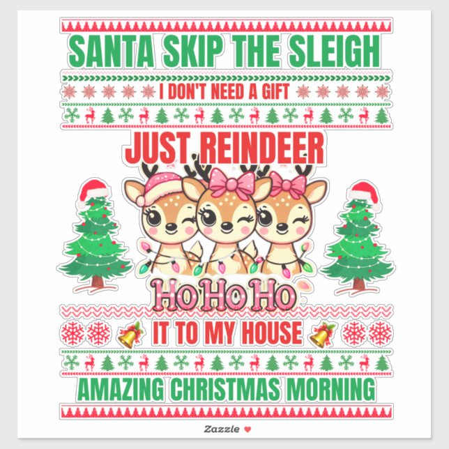 Pegatina Navidades Feliz Navidad Por Regalos Renos (Hoja)