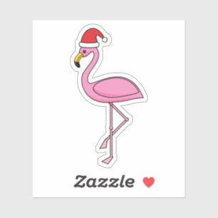 Pegatina Navidades Flamingo con Santa Hat