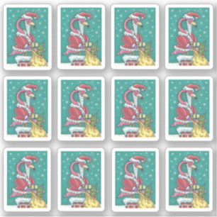Pegatina Navidades FUNNY PINK FLAMINGO SANTA CLAUS