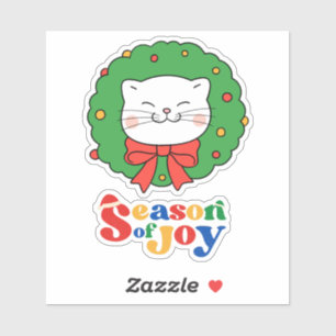 Pegatina Navidades gatos kawaii comieron una temporada de a