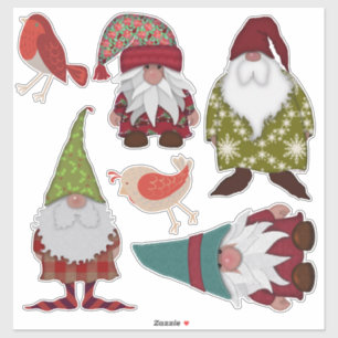 Pegatina Navidades Gnomes Birds