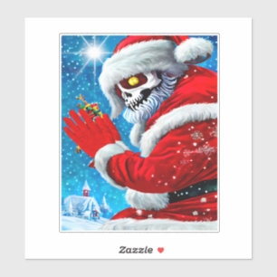 Pegatina Navidades góticos Santa Claus Skeleton Monster Art