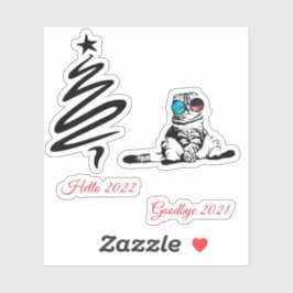 Pegatina Navidades Gracioso Espacio Cute Galaxia Gafas Gato