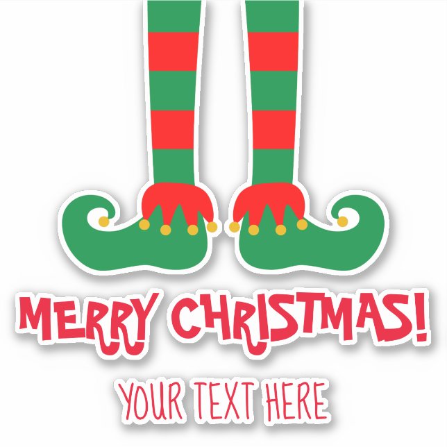 Pegatina Navidades graciosos de los pies de elfo personaliz (Anverso)
