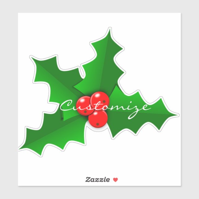 Pegatina Navidades Green y red holly Thunder_Cove (Hoja)
