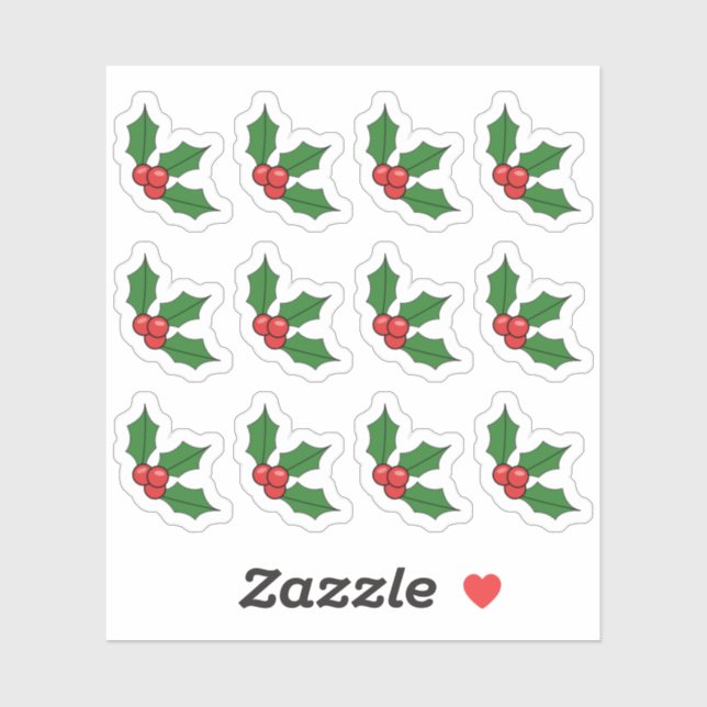 Pegatina Navidades Holly Berry Holiday Decoración X-mas (Hoja)