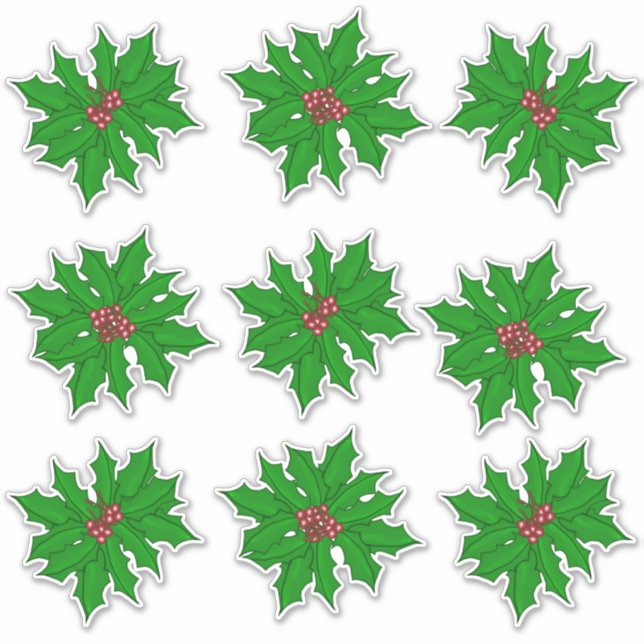 Pegatina Navidades Holly Cluster (Anverso)