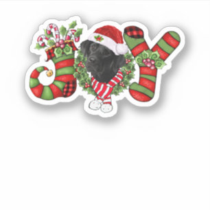 Pegatina Navidades: Joy Dwarf Stocking Black Labrador