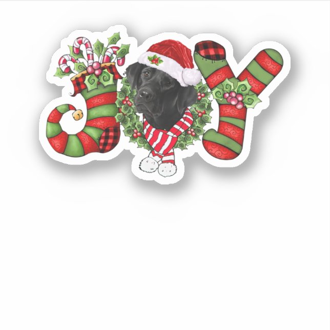 Pegatina Navidades: Joy Dwarf Stocking Black Labrador (Anverso)