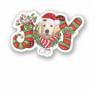 Pegatina Navidades Joy Dwarf Stocking Golden Retriever