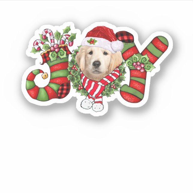Pegatina Navidades Joy Dwarf Stocking Golden Retriever (Anverso)