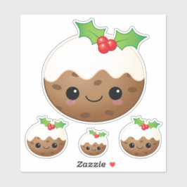 Pegatina Navidades Kawaii Pudding Personalizado Cuto Xmas S