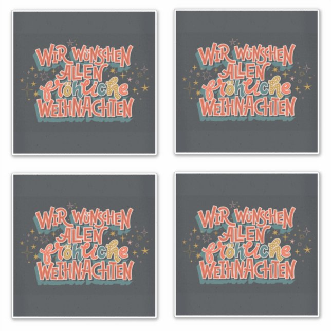 PEGATINA NAVIDADES LETTERING ALEMÁN WIR WUNSCHEN ALLEN FROH (Anverso)