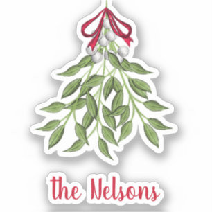 Pegatina Navidades Merry Mistletoe Vacaciones Verdor Dejar