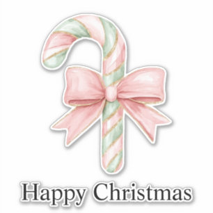 Pegatina Navidades Mint Pink Gold Candy Cane Bow
