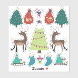 Pegatina Navidades mixtos superadorables con ciervos
