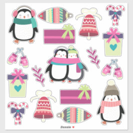 Pegatina Navidades mixtos superadorables con pingüinos