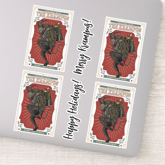Pegatina Navidades oscuros El diablo folklórico Krampus Bol (Detalle)