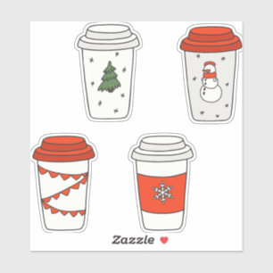 Pegatina Navidades Papel Café tazas Snowman Snowflake