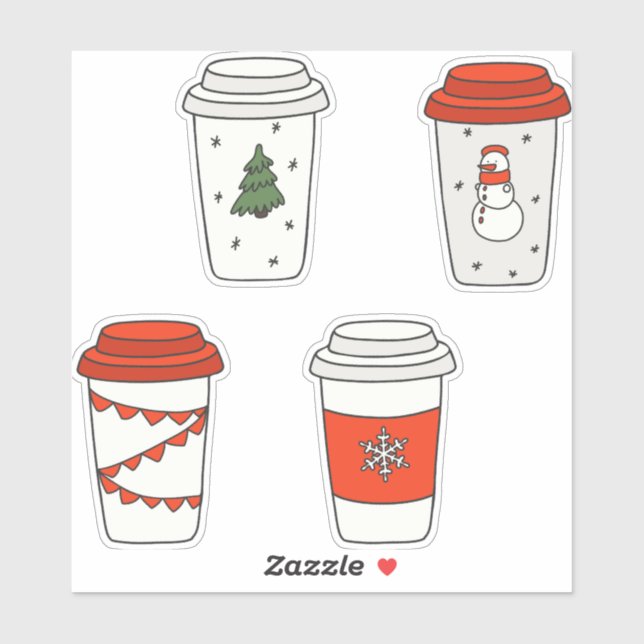 Pegatina Navidades Papel Café tazas Snowman Snowflake (Hoja)