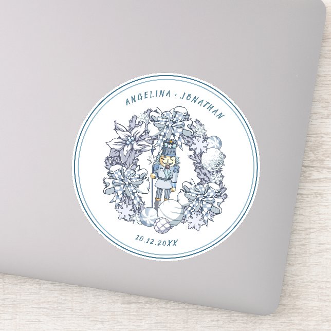 Pegatina Navidades personalizables Nutcracker Wreath Boda (Detalle)