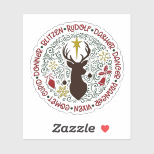 Pegatina Navidades reno de Santa nombra a Rudolf